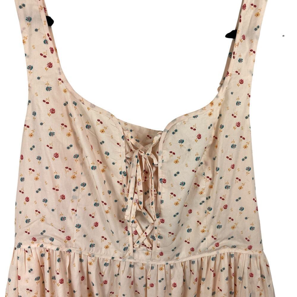 Christy Dawn The Adele Floral Lace Up Dress Carnelian Aster Garden Peach Size L - Picture 4 of 9